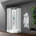 Sanipro Classic Buet Dusjkabinett Hvit Frostet Bakvegger Matt / 80x80cm Basic