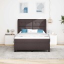  Box Spring Seng med Madrass   Mørk Brun 140x200 cm Stoff