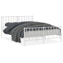 vidaXL Sengeramme i metall med hode- og fotgavl hvit 150x200 cm 8721012250390