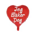 Jeg Elsker Deg Hjerteformet Folieballong med Tekst 46 cm