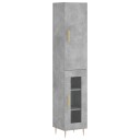 vidaXL Highboard betonggrå 34,5x34x180 cm konstruert tre 8720845484590