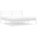 vidaXL Sengeramme i metall med hodegavl hvit 193x203 cm 8721012191112