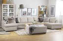 Crazy 6 seters Høyrevendt U formet XX Large Sofa med Divan og Sjeselong i Stoff   Beige