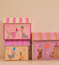 Rice Large Set of 3 Toy Baskets Pink Party