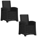 vidaXL Lenestol for hage med rattan look 2 stk. Antrasitt PP