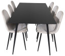 Venture Design Silar & Polar spisegruppe Svart/beige 6 st stoler & bord 180 x 90 cm