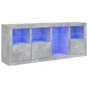 vidaXL Skjenk med LED-lys betonggrå 164x37x67 cm
