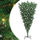  Opp ned Kunstig Forbelyst Juletre med Kule Sett grønn 210 cm