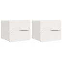  Nattbord med skuff 2 pcs Hvit 39 x 34 x 33 cm Massiv furu
