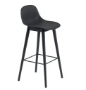 Muuto Fiber Barstol WOOD m/rygg H:65 Svart/Svart