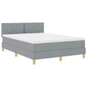  Box Spring Seng med Madrass & LED Lysegrå 160x200 cm Stoff