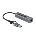 MicroConnect USB 3.2 Gen 1 Hub 4 porter med Ethernet og USB C & A kontakter 1 Stykk SEN W128609511