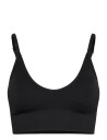 STRONGER Seamless Ribbed Strap Sports Bra   Black   M