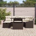  Hagesofa Set med pute med lagring 7 pcs Brun Poly rattan