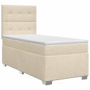 vidaXL Kontinentalseng med madrass Krem 90 x 200 cm Stoff
