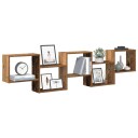  Kubeformet vegghylle 5 rom gammelt tre konstruert tre 8721158650337