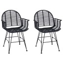  Spisestuestol 2 pcs Svart 57 x 54,5 x 85 cm Rattan og Jern