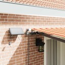  Manuell uttrekkbar markise med LED i gult og oransje 400x350 cm