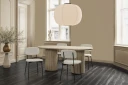 Uppveda Ovalt Spisebord 180x90 cm Travertin Utseende - Svart/Hvit