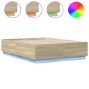  Sengeramme med LED-lys sonoma eik 120x190 cm konstruert tre 8721012273900