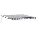  Uttrekkbar markise antrasitt og hvit 4x3 m stoff og aluminium