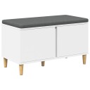 vidaXL Gangbenk Hvit 80 x 38 x 46 cm Konstruert treverk og stoff