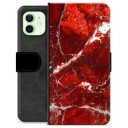 iPhone 12 Premium Lommebok-deksel Rød Marmor