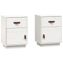 vidaXL Nattbord 2 stk hvit 40x34x55 cm heltre furu