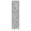 vidaXL Highboard betonggrå 34,5x34x180 cm konstruert tre 8720845496357