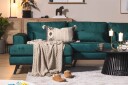 Copenhagen 5-seters Høyrevendt U-formet Sofa med Divan og Sjeselong i Fløyel - Grønn