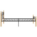 vidaXL Sengeramme svart metall og heltre eik 90x200 cm