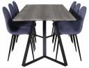 Venture Design Marina & Polar spisegruppe Grå/blå 6 st stoler & bord 180 x 90 cm