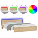 vidaXL Sengeramme med hodegavl og LED sonoma eik 200x200 cm 8721012248007