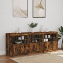 vidaXL Skjenk med LED-lys røkt eik 181,5x37x67 cm