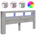  Sengegavl med LED grå sonoma 200x18,5x103,5 cm konstruert tre 8721012259546