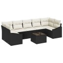 vidaXL Sofa sett med pute Svart og krem 55 x 55 x 37 cm polyrotting