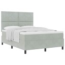  Box Spring Seng med Madrass Lysegrå 140x190 cm Fløyel