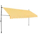 vidaXL Manuell uttrekkbar markise med LED 350 cm hvit og oransje