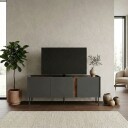 Lomar TV benk 140x53,9x35,5 cm   Antrasitt naturlig eik svart