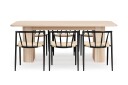 Kopparbo Spisebord 200-260 cm Uttrekkbart med ileggsplate med 6 Winston Spisestoler - Hvit / Beige / Metallben Svart