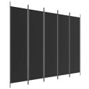 vidaXL Romdeler 5 paneler svart 250x200 cm stoff