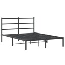 vidaXL Sengeramme i metall med sengegavl svart 140x200 cm 8721012302631