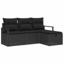vidaXL Sofa sett 4 stk. 4 Antall seter Svart polyrotting