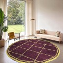 Rundt teppe   Lana Natural Cotton Shaggy burgunder/gul Størrelse: Ø 240 cm