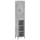vidaXL Highboard betonggrå 34,5x34x180 cm konstruert tre 8720845497552