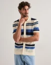 Gant Striped Texture Polo Kortermet poloskjorte Blå