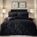 Indusia Design Sengesett Velvet Pintuck Black 200x220 / Velour