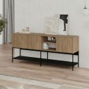 Kenvor Konsoll 180x80x40 cm - Naturlig eik, tre-svart, svart