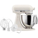 KitchenAid Artisan KSM125 Kjøkkenmaskin 4,8L Hvit med Eltekrok og Flatmikser