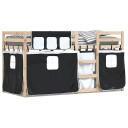   Køyeseng for barn gardiner hvit og svart 90x200 cm heltre furu 3283928 3283928
